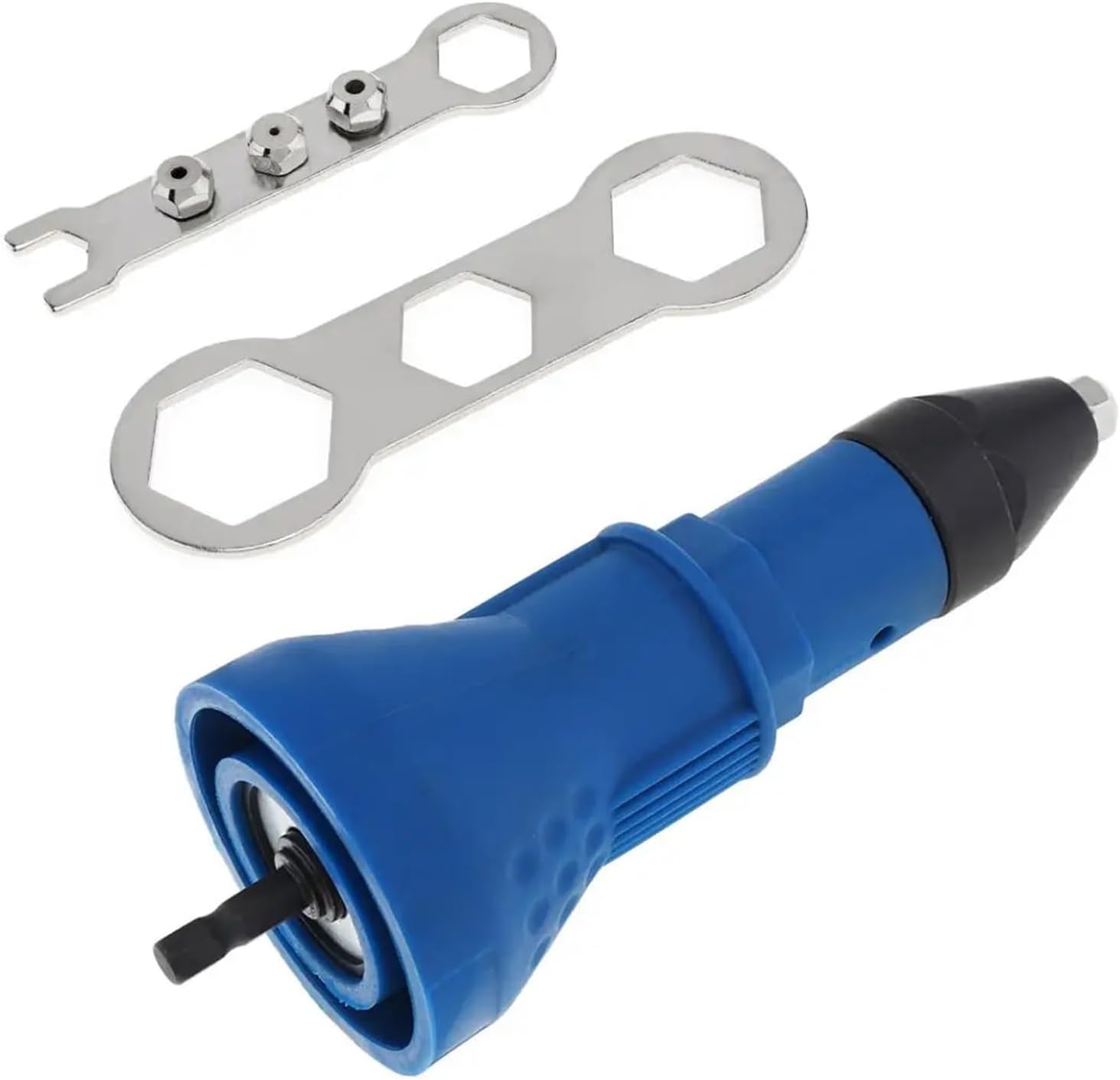 Electric Riveter Guns Riveting Tool 7pcs Cordless Riveting Drill Adaptor Insert Nut Tool Riveting Drill Adapter 2.4mm-4.8mm (Color : Blue)