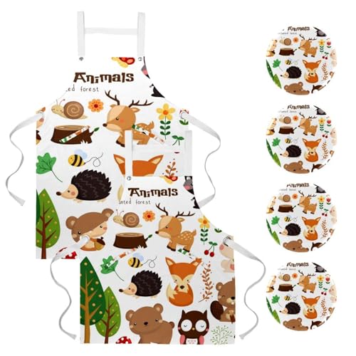 Tablier de serveuse pour cuisine et pâtisserie sur le thème de la forêt