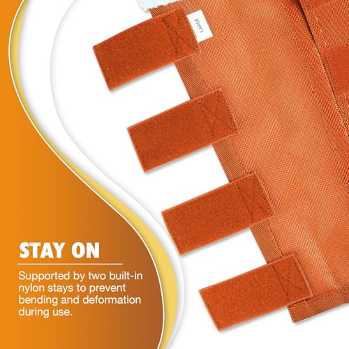 Image of Harrison Howard Loose-Fitting Horse Fly Boots UV-Protective, Breathable, Tear-Resistant Fine Mesh Leggins Stay-on Comfortable Fly Boots with Ultra-Soft Wool Trim (Set of 4) Vibrant Orange Pony (Small)