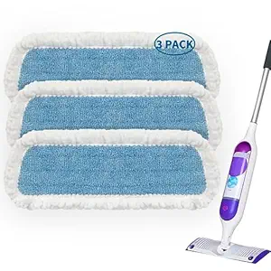 Reusable Mop Pads Refills for Swiffer?Power Mop -MEXERRIS Microfiber Mop Pads Refills Washable Household Replacement Mop Pads Compatible with Swiffer Power Mop 3''-15'' Spray Floor Mop - Blue 3 Pack