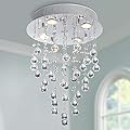 Bestier Modern Crystal Round Raindrop Chandelier Lighting Flush Mount LED Ceiling Light Fixture Pendant Lamp for Dining Room Bathroom Bedroom Livingroom 4 GU10 Bulbs Required 14 in Wide 20 inch High