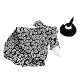 Pssopp Stilvolle Gänsekostüme, Totenkopf-Muster, Veranda-Gänsekleid, Passend für 23-Zoll-Gänse, Einfaches An- und Ausziehen, Festliche Hexenhut-Dekoration für den Vorgarten, den Garten, Hof, die