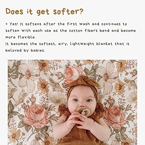 Image of Mini Wander Swaddles for Newborns Muslin Swaddle Blankets - Breathable Soft Newborn Receiving Floral Blanket Baby Essentials | 47 x 47 Cotton - (Garden Floral) White