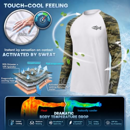 Riverruns Men's Camo Raglan Sleeve Graphic Shirt, UPF50+ Outdoor Top - image 4