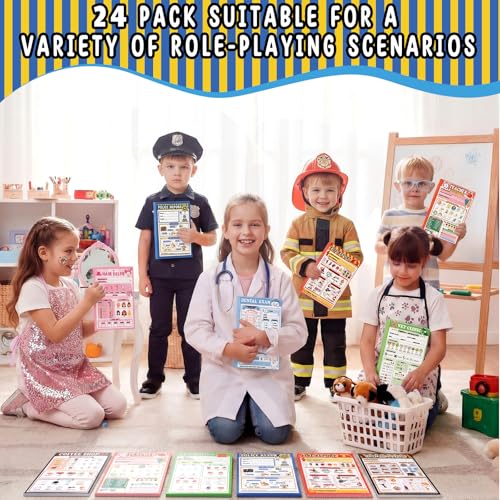 Image of Eaasty 24 Pack Kids Pretend Play Notepads 4x24 Inch,Mixed