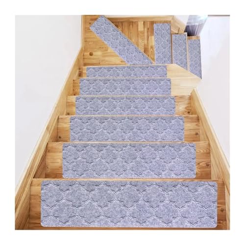 滑り止め階段マット,階段用カーペット, 屋内木製階段用階段カーペット踏板 8枚パック 再利用可能 マルチカラー(Color 28)
