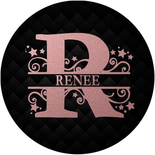 Miniatura 3 de Letra R Renee nombre rosa Swirls estrellas inicial monograma  PopSockets agarre y soporte para teléfonos y tabletas