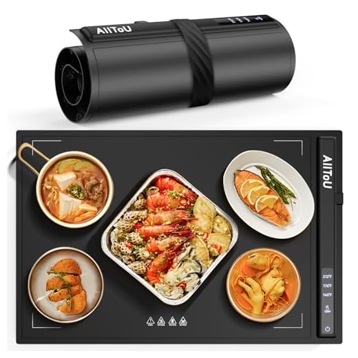 Electric Warming Tray - Full Surface Heating,Rollable & Portable,Premium Silicone Nano-Material,Auto Shut-Off -Versatile Food Warmer for Gatherings,Parties,Everyday Use (Black Heating Wire)