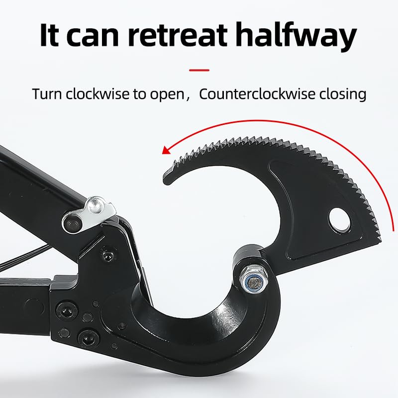 Image of Heavy Duty Ratchet Cable Cutter for Copper & Aluminum up to 4 /0 AWG 500 MCM, High-Carbon Steel Ratcheting Hand Wire Cutters, Manual Electrician Hand Tools