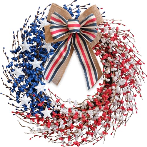 4th of July Wreath 22 inch, Patriotic Wreath for...