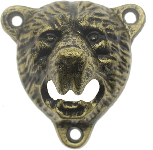 Luwanburg Abridor de botellas de cerveza de hierro fundido con cabeza de oso negro para colgar en la pared, dientes Grizzly para decoraciĂłn de Luwanburg Abridor de botellas de cerveza de hierro fundido con cabeza de oso negro para colgar en la pared, dientes Grizzly para decoraciĂłn de