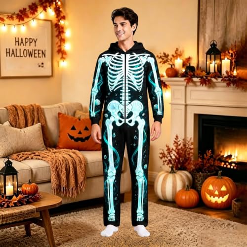 Halloween Onesie Adult,Horror Onesie,Horror Movie Costumes Adult,Halloween Zip Up Costumes Mint Green Large - image 4