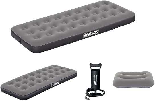 Bestway Single Single Inflatable Bed + Hand Pump and Pillow 185x76x22cm 671GY BW142