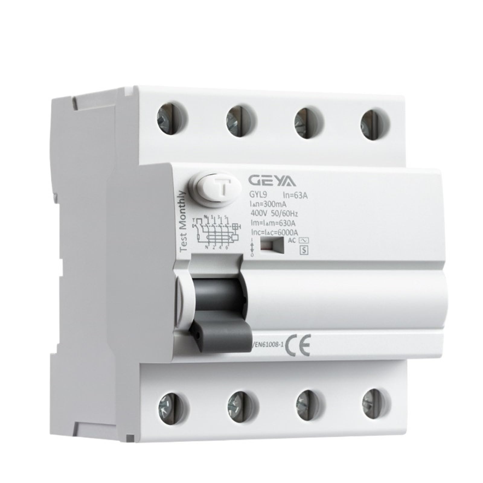 GVBAEPIEO GYL9 S Type RCCB Time Delayed RCD ELCB Delay Electromagnetic Circuit Breaker(300mA,AC-S 2P 63A)