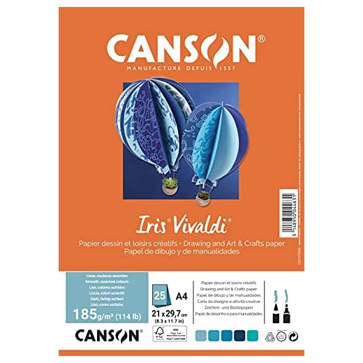 Canson C32127S002, Unidad Papel de Color, Azul, A4