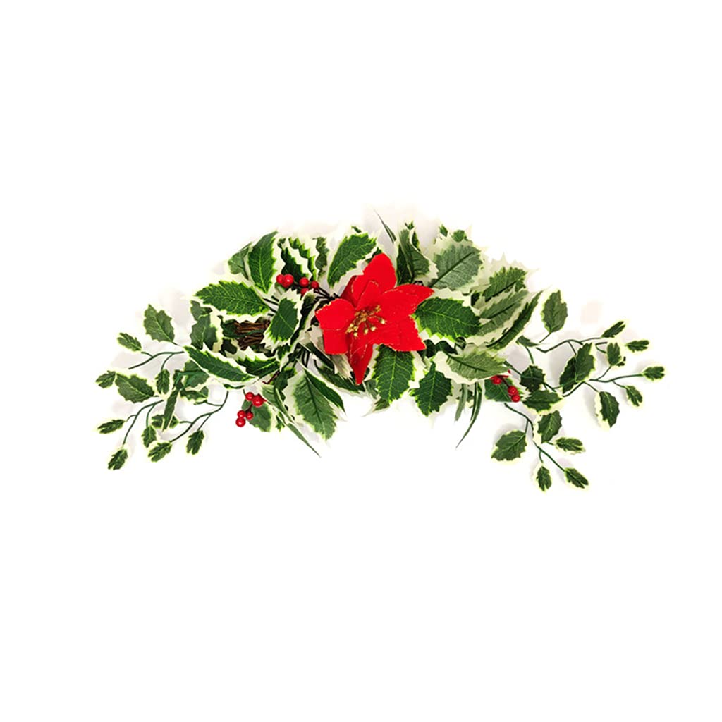 Buxuaaaa Chirstmas Home Door Lintel Decor Simulated Pine Green Leaves Red Flower Vine Window Decoration Festival Ornament Simulation Pine