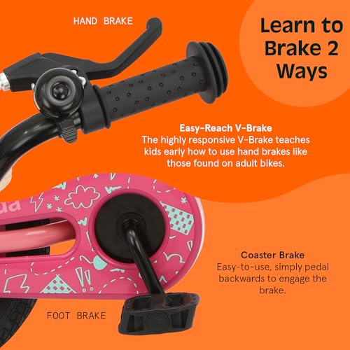 Image of Retrospec Koda Plus Kids Bike for Boys & Girls Ages 2-3 Years - 12 inch Children's Bicycle, Adjustable Seat & Handlebars, Removable Training Wheels, Front Hand Brakes, Rear Coaster Brake & Safety Bell