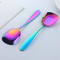 Vista 7 de Juego de tazones de sopa de fideos japoneses para ramen, 2 juegos (8 pulgadas) Rainbow de doble capa de acero inoxidable 18/8 con palillos y cucharas