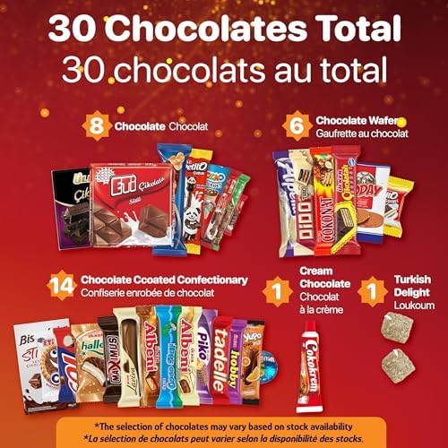 Eastanbul International Snack Box, 30 Chocolate Assortment Bars, Turkish Exotic Snacks, Assorted Candy Variety Pack of Foreign Exotic Candy Box of Assorted Chocolate - 1