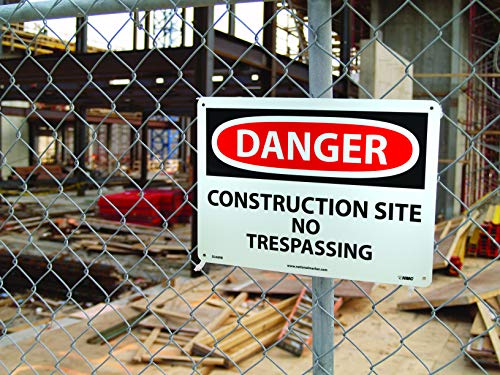 NMC D248RB DANGER – CONSTRUCTION SITE NO TRESPASSING Sign – 14 in. x 10 ...
