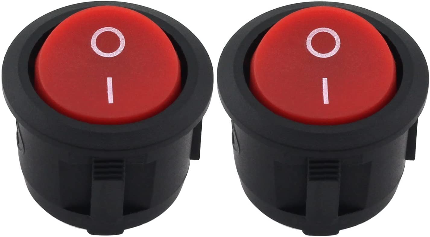 Red Rocker Switch Caps POS Printers 2-Pack Red Rocker Switches - 23mm Round, 4 Pins, 2 ...