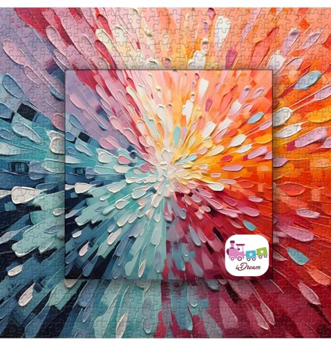 Image of iDream 1000 Pieces Jigsaw Puzzle - Artistic 3D Design, Colorful Wall Decor, Challenging Puzzle Gift for Friends & Family (Color Explosion)