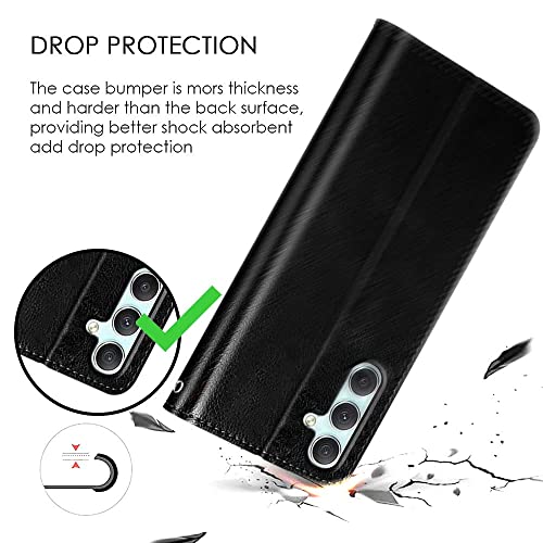 Image of WOW IMAGINE Shock Proof Flip Cover Back Case Cover for Samsung Galaxy A54 5G (Flexible | Leather Finish | Card Pockets Wallet & Stand | Black)