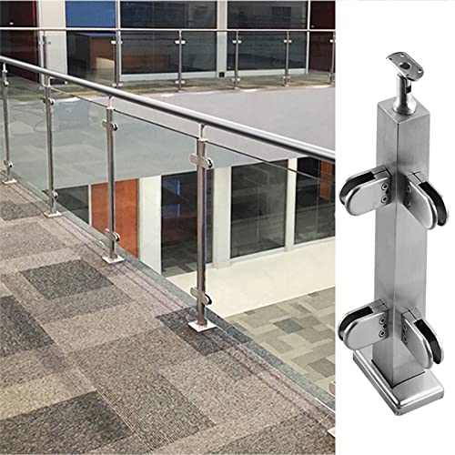 Poteau d'angle en verre inox 304 de 85cm avec connecteurs pour balustrade de terrasse
