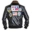 Bestzo Top Gun - Chaqueta de piel auténtica para hombre