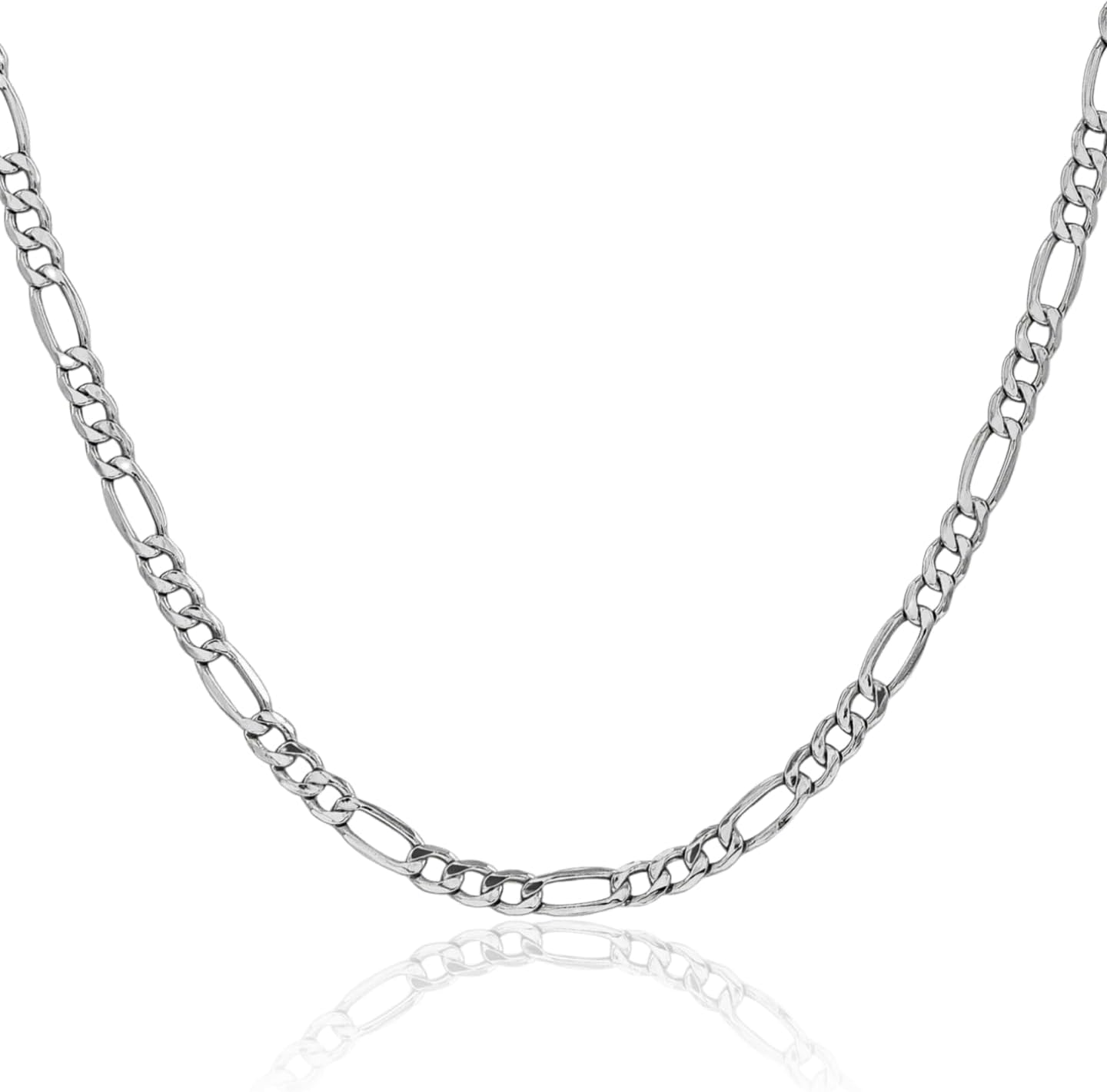 IceCarats 14K White Gold 4.4mm Thick Figaro Chain Necklace, Polished