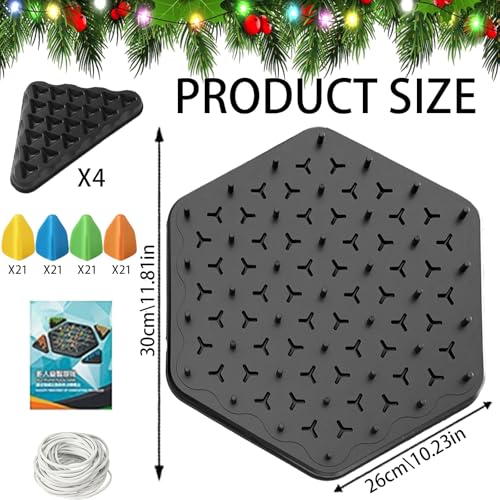 WENAUANG Juego de triángulos, Juego de Mesa, Triggler Juego de Mesa Gomas, Ajedrez de Estrategia Triangular, Triangulares Chain Triangle Game para Niños Adultos y Fiesta Familiar - imagen 2