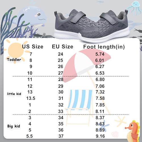 Boys Girls Shoes Sneakers Slip on Walking Tennis Shoes Lightweight Kids Shoes Grey Big Kid Size 5.5