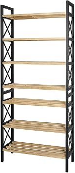 bituclass 8 Tiers Multi-Purpose Shelf Shoe Rack – 47x18x127 cm, MDF and Plastic Material, Easy Installation QR Coded, Modern and Decorative Organizer Cabinet Unit, Black