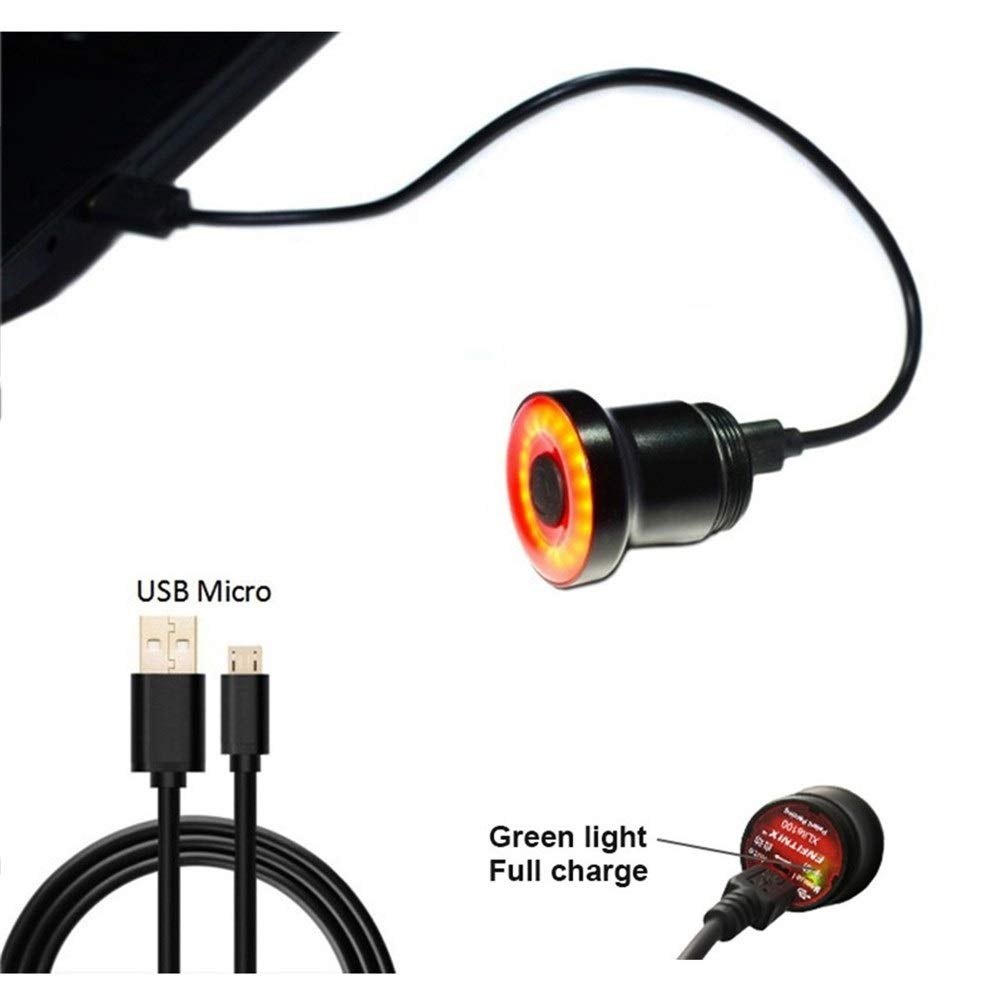 Luz Bicicleta Ciclo Posterior de la Cola de la Bici Luz USB Smart Bicicletas luz de Freno traseras LED luz Trasera Ilumina por detrás de la lámpara roja 04