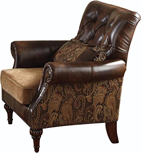 Sillón chenille marrón vintage tradicional