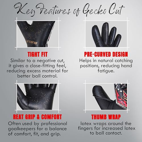 HHH Guantes de Portero de fútbol niños, jóvenes, Adultos y Hombres Guantes de Portero Profesionales de látex de 4 mm con absorción de Impactos y Palmas de Gran Agarre con Corte Gecko (Talla 6) - imagen 3