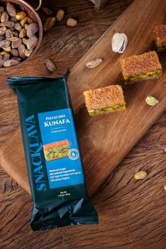 Snacklava Pistachio Kunafa - 6 Pack (18 Pieces) - No Artifical Ingredients, Colors or Preservatives - Premium Handmade Pastries