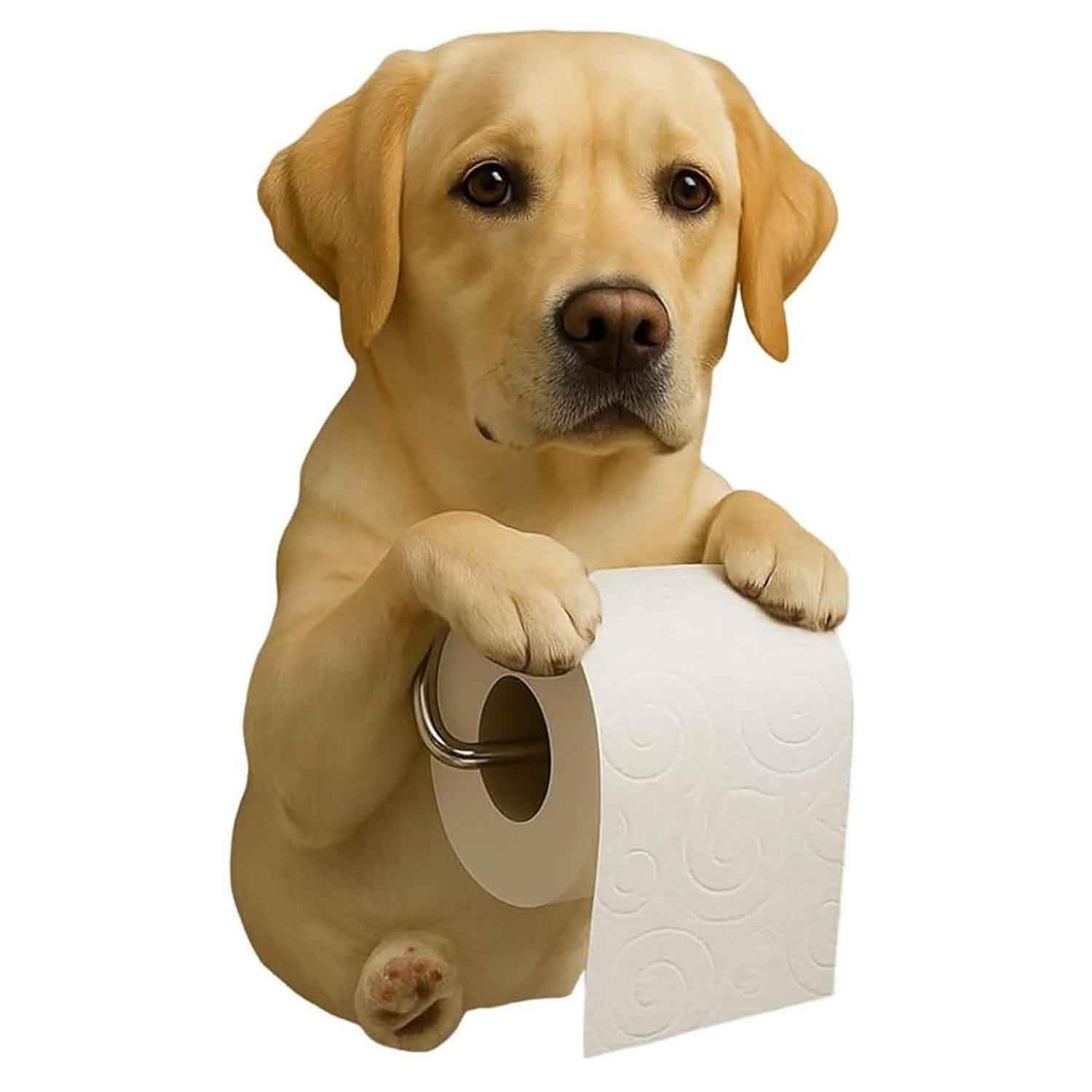 XWNGDAFEVF Wall-Mounted Toilet Paper Holder 3D Printed Resin Dog Cat Sculpture Funny Tissue Roll Dispenser Bathroom Decor, Labrador