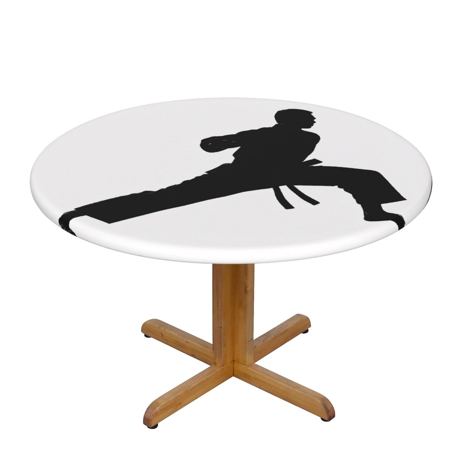 ESNAIUVCD karate men print Waterproof Round Tablecloth,Outdoor Table Cloth with Elastic Edged, Elastic Tablecloth Wipeable, Garden Table Cloth Suitable for sizes 90cm-140cm