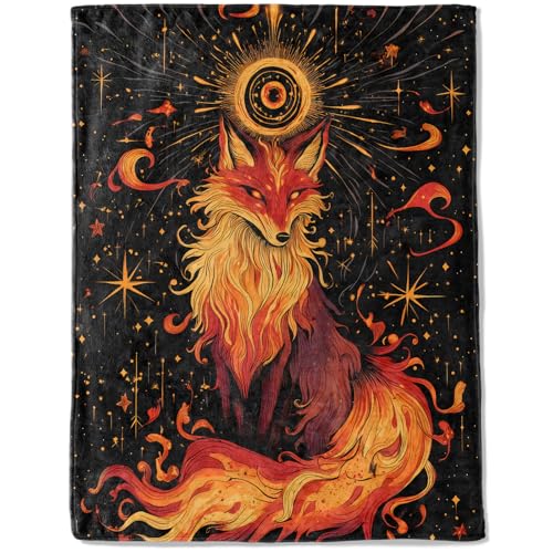 Fiery Fox Fleece Blanket - Lightweight Soft Cozy Gifts Throw for ...