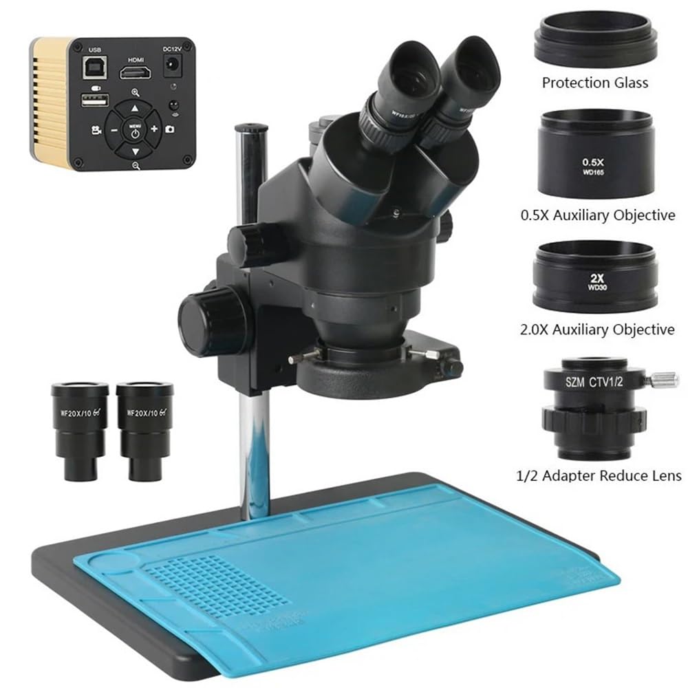Microscope 3.5X 7X-45X 90X 180X Simul-Focus Parfocal Trinocular Stereo Microscope 40MP 4K HDMI USB Video Camera(Black)