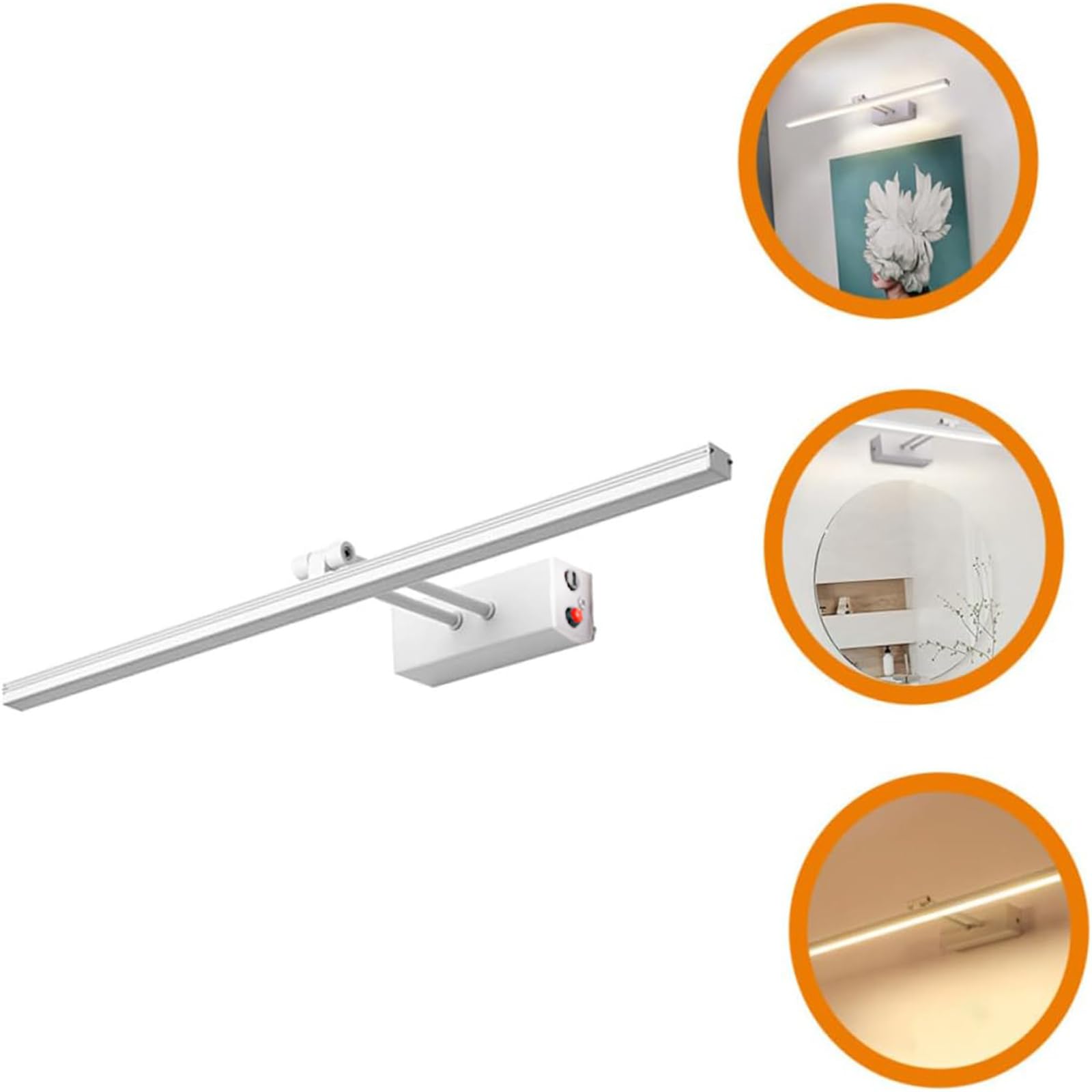 Lampa ścienna LED 180° z przełącznikiem, lampa ścienna, bateria, ładowana przez USB, lampa ścienna, nowoczesna lampa nad lustro, dekoracyjne oświetlenie ścienne do szafy (czarne, ciepłe światło, 40