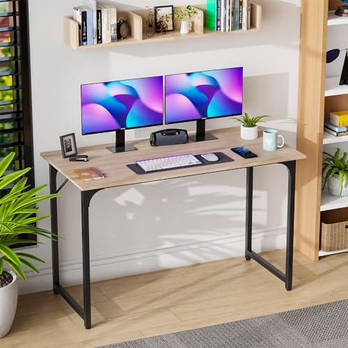 Image of PayLessHere | 47 Inch Computer Desk | Nature | Sturdy Office Desk | Metal Frame, Adjustable Feet | Water-Resistant, Scratchproof Surface | Writing Table for Home Office or Study | Pack of 1