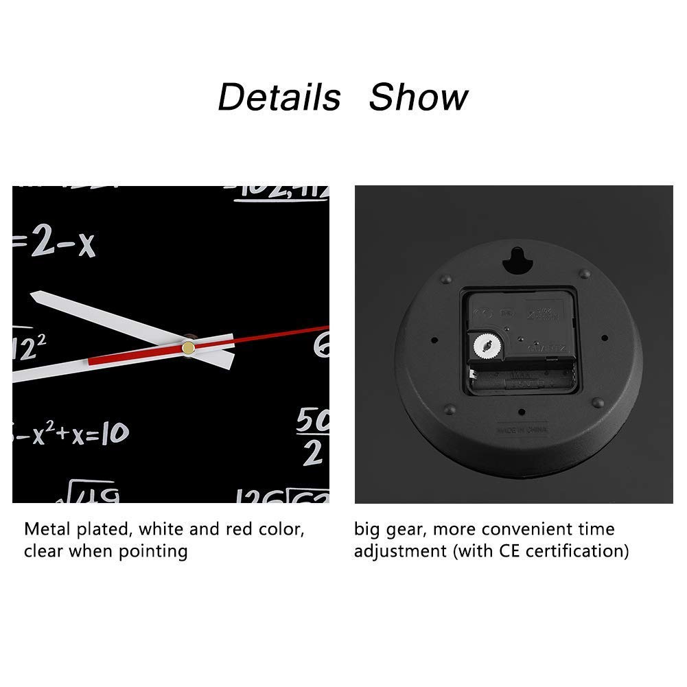 Orologio da parete in acrilico Orologio da parete matematico creativo Design unico Formule matematiche divertenti per aula, casa, ufficio decorazione moderna