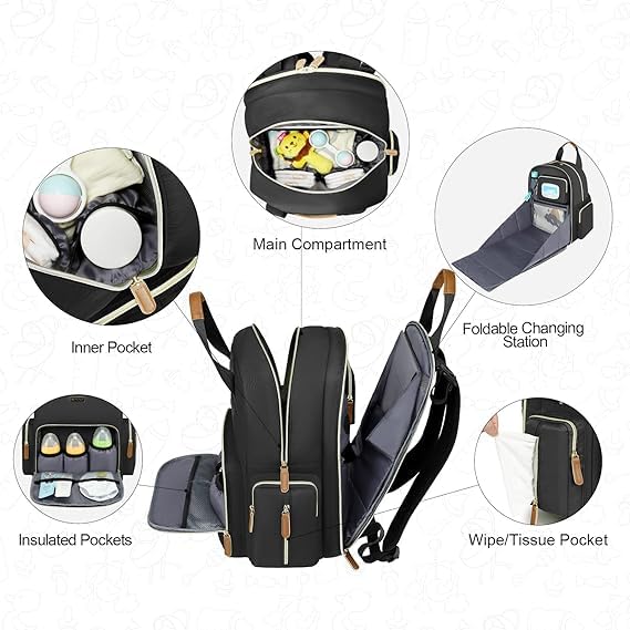 Diaper Bag Backpack With Changing Station, Large Baby Organizer Bag - Image 6