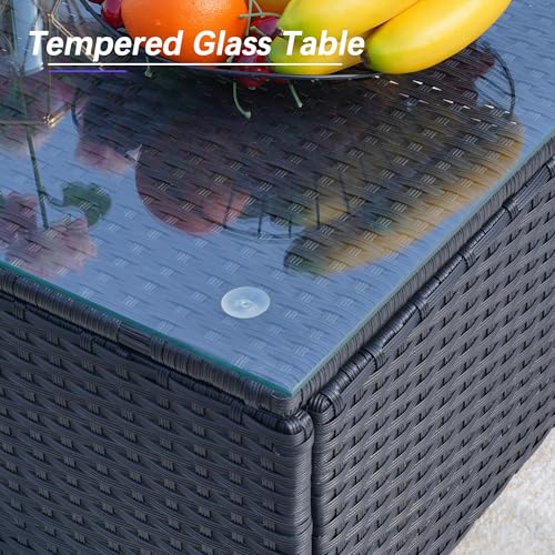 Image of 7 Piece Outdoor Patio Furniture Sets, Orange Patio Sectional Furniture All-Weather PE Rattan Sectional Sofa, Outdoor Wicker Conversation Set w Glass Coffee Table for Backyard, Garden, Spring, 2026
