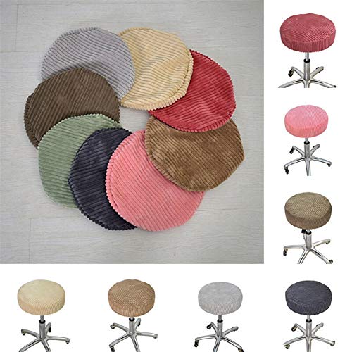 Stoel bedekking Stoelhoes stretch elastische eetzitje pluche ronde stoel cover effen kleur slipcover bark kruk cover… - Afbeelding 3