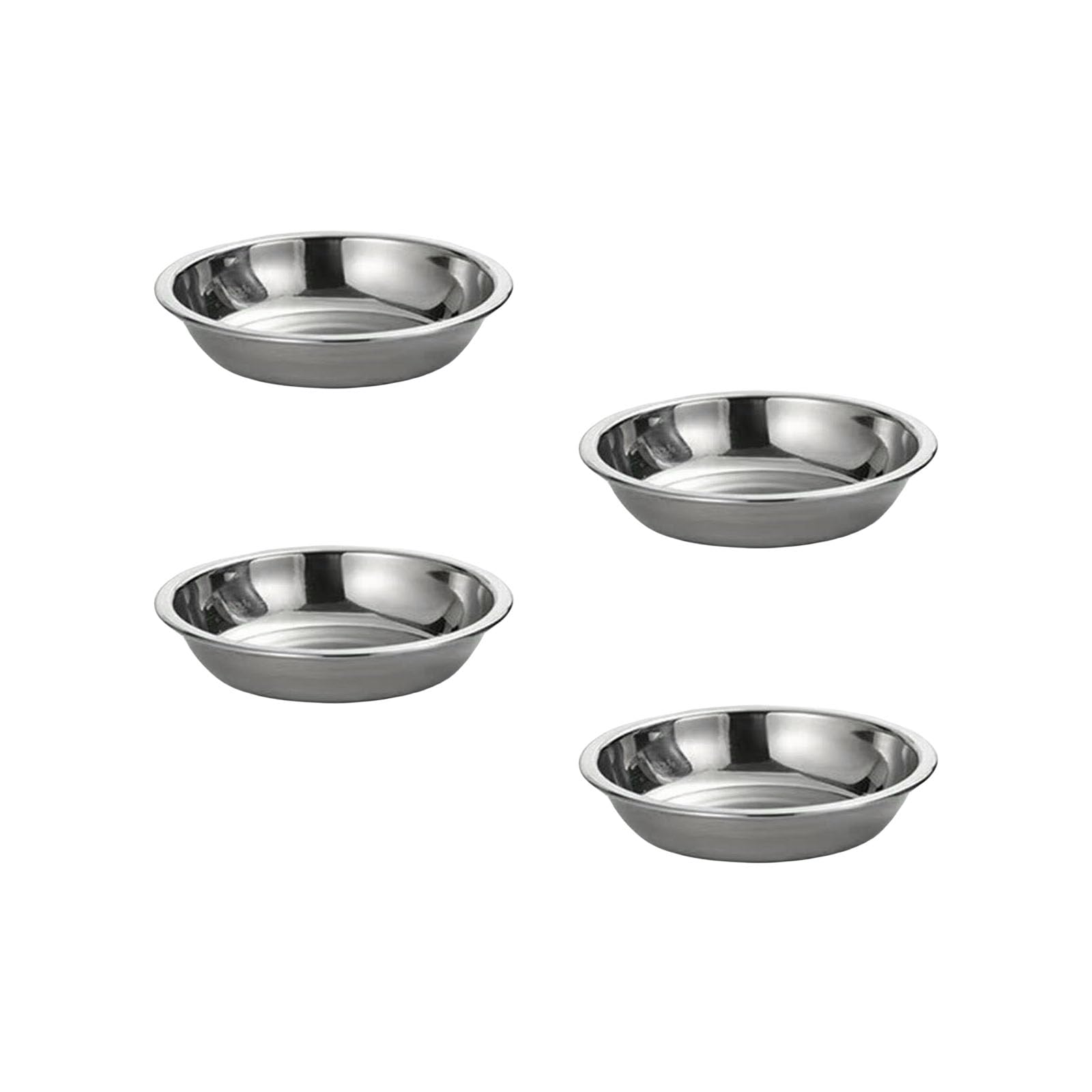 Buxuaaaa 4Pcs Stainless Steels Serving Dishes Round Sauce Dipping Bowl Fruit Dessert Plate Serving Tray Flat Plate Dinnerware Stainless Steels Plates