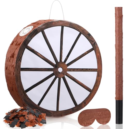 Vertintong Cowboy Pinata 13 Inch Wagon Wheel Western Pinata