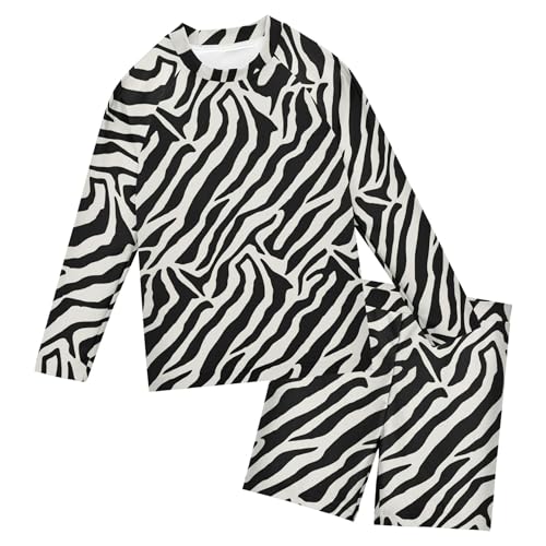 Zebra Stripes Baby Boys' Toddler Long Sleeved Rashguard Swim Bathing Suit Set B0404696